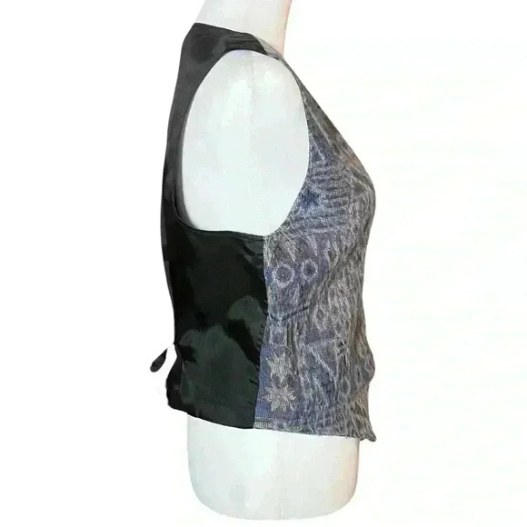Vintage 90s Western Boho Blue Geometric Pattern Vest. Made in the USA. Size M L - Picture 4 of 11